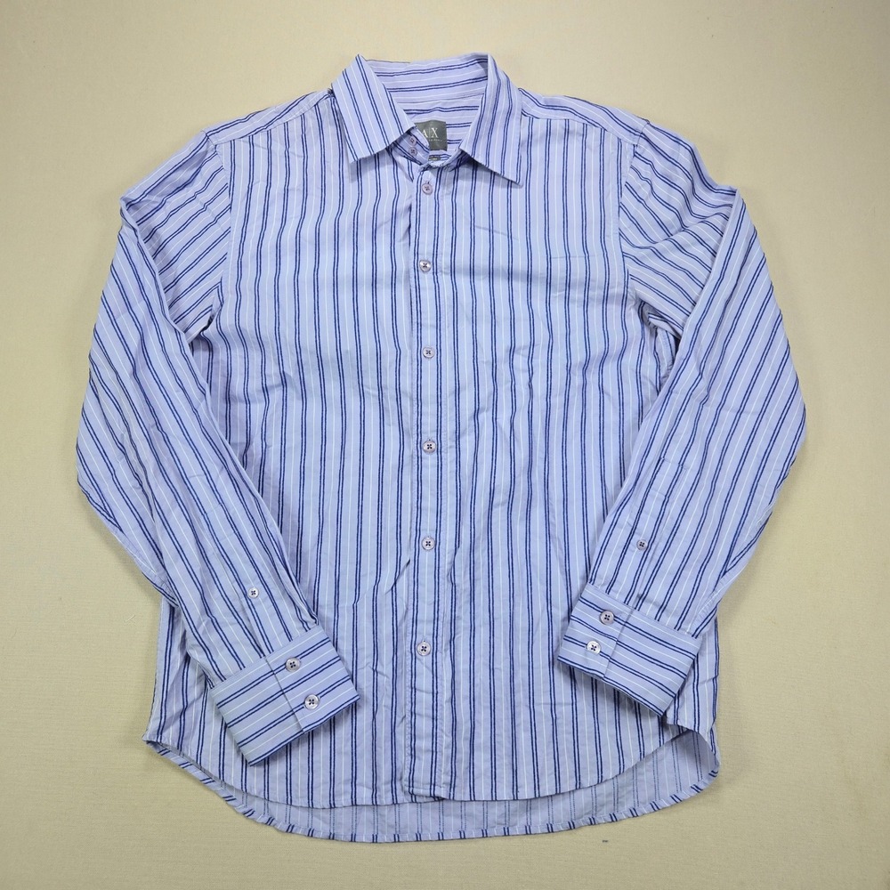 Armani Exchange Button Down Shirt Striped Longā Sleeve Blue Mens Size M